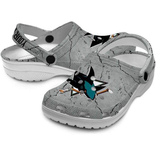 personalized san jose sharks cracked texture clog high quality