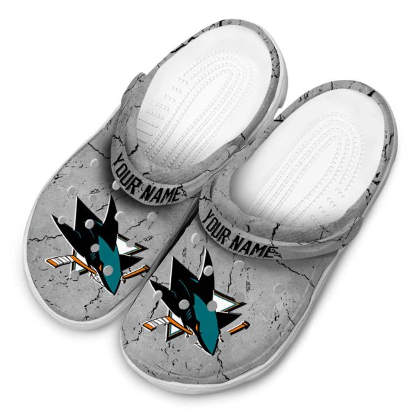 personalized san jose sharks cracked texture clog latest model