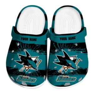 personalized san jose sharks paint splatter graphics clog best selling