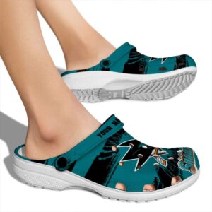 personalized san jose sharks paint splatter graphics clog fashion forward