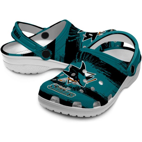 personalized san jose sharks paint splatter graphics clog high quality