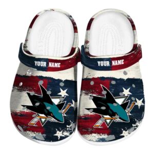 personalized san jose sharks patriotic stripes clog best selling