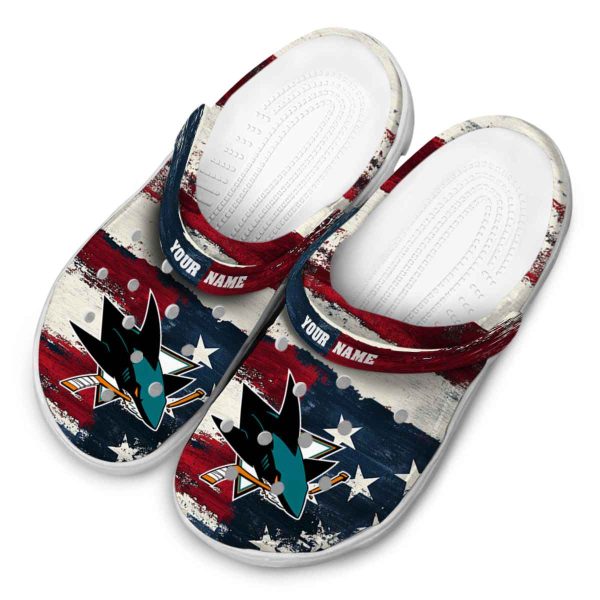 personalized san jose sharks patriotic stripes clog latest model