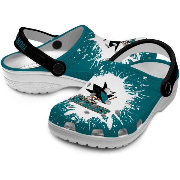personalized san jose sharks splash art clog high quality