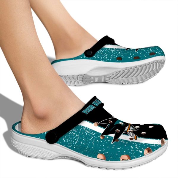 personalized san jose sharks vertical stripes clog fashion forward