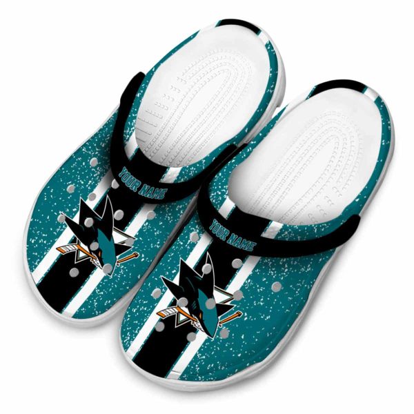 personalized san jose sharks vertical stripes clog latest model