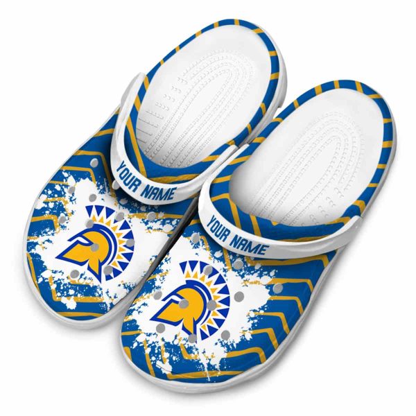 personalized san jose state spartans zigzag paint burst clog latest model
