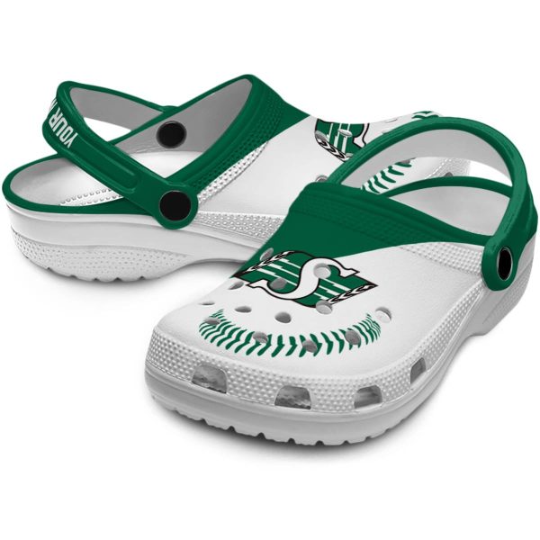 personalized saskatchewan roughriders baseball motif clog high quality
