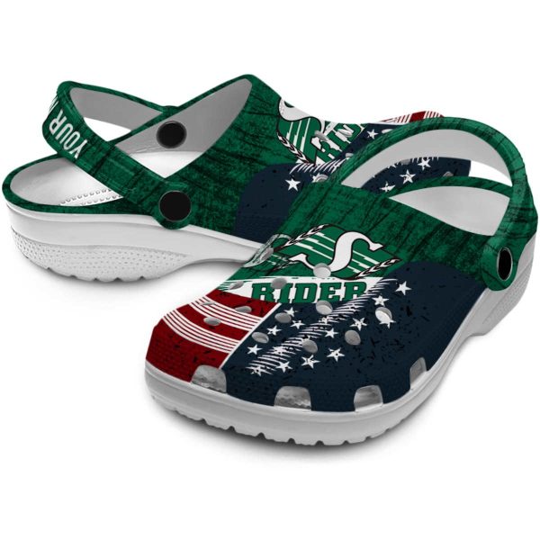 personalized saskatchewan roughriders star spangled side pattern clog high quality