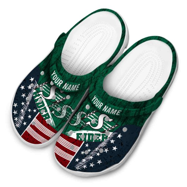 personalized saskatchewan roughriders star spangled side pattern clog latest model
