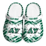 personalized saskatchewan roughriders zigzag paint burst clog best selling