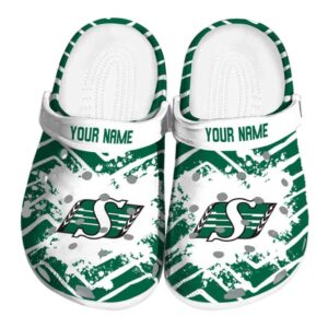 personalized saskatchewan roughriders zigzag paint burst clog best selling