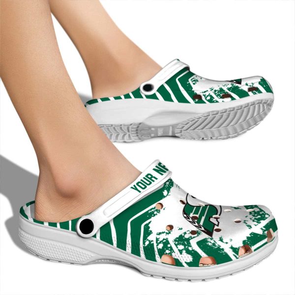personalized saskatchewan roughriders zigzag paint burst clog fashion forward