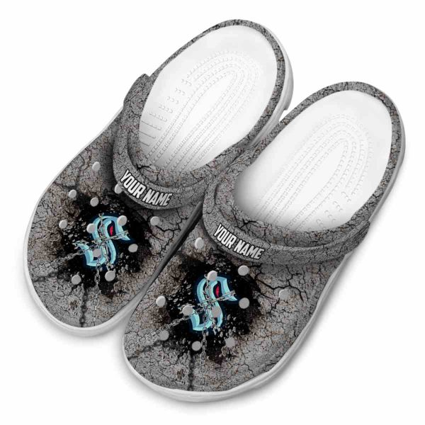 personalized seattle kraken cracked ground texture clog latest model