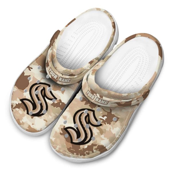 personalized seattle kraken desert camo clog latest model