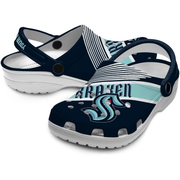 personalized seattle kraken vibrant dual tone clog high quality