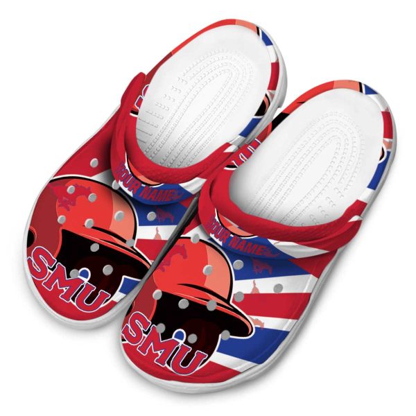 personalized smu mustangs baseball helmet clog latest model