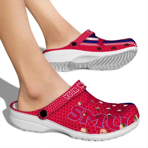 personalized smu mustangs contrasting stripes clog fashion forward