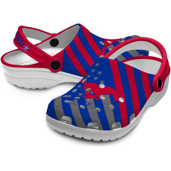 personalized smu mustangs star spangled graphic clog high quality