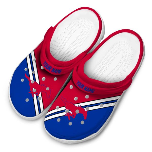 personalized smu mustangs striped accents clog latest model