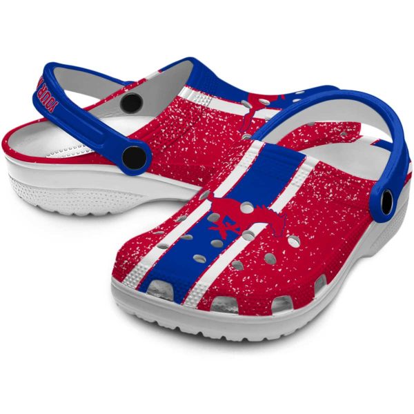 personalized smu mustangs vertical stripes clog high quality