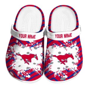 personalized smu mustangs zigzag paint burst clog best selling