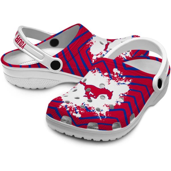 personalized smu mustangs zigzag paint burst clog high quality