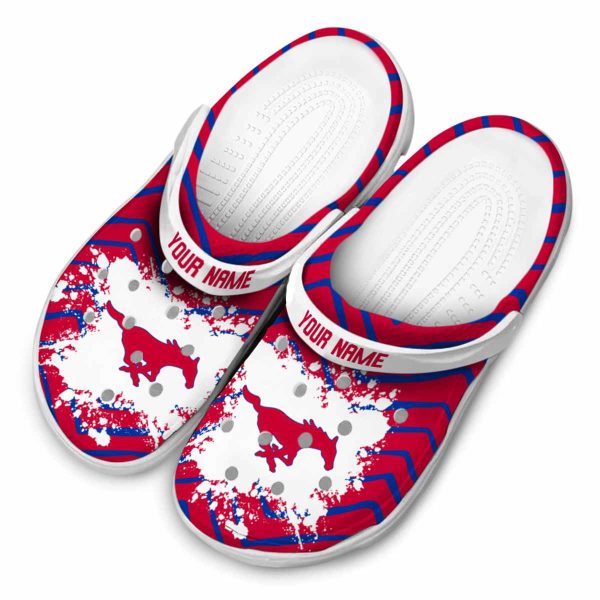 personalized smu mustangs zigzag paint burst clog latest model