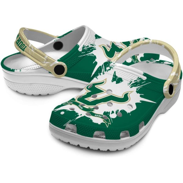 personalized south florida bulls splatter pattern clog high quality