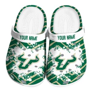 personalized south florida bulls zigzag paint burst clog best selling