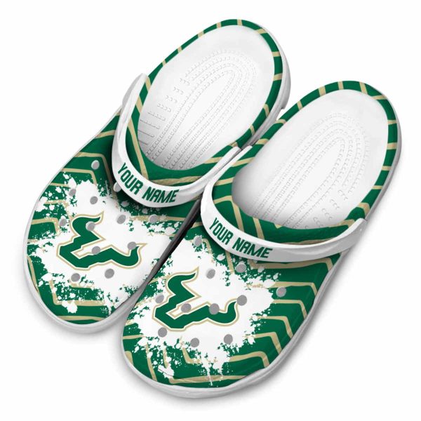 personalized south florida bulls zigzag paint burst clog latest model