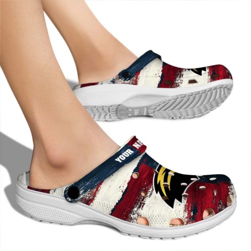 personalized southern miss golden eagles patriotic stripes clog fashion forward