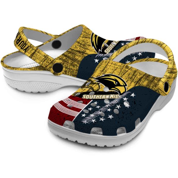 personalized southern miss golden eagles star spangled side pattern clog high quality