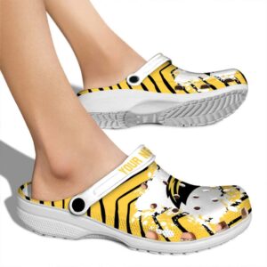 personalized southern miss golden eagles zigzag paint burst clog fashion forward