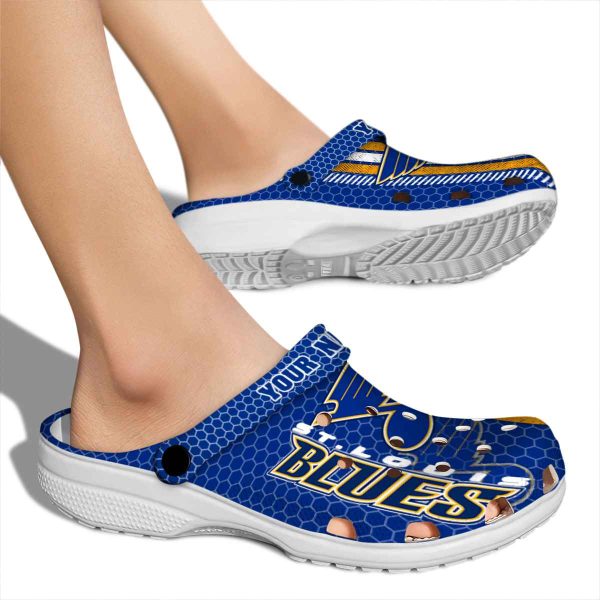 personalized st louis blues contrasting stripes clog fashion forward