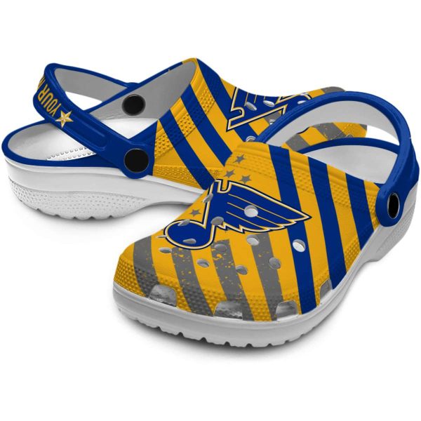 personalized st louis blues star spangled graphic clog high quality
