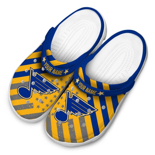 personalized st louis blues star spangled graphic clog latest model