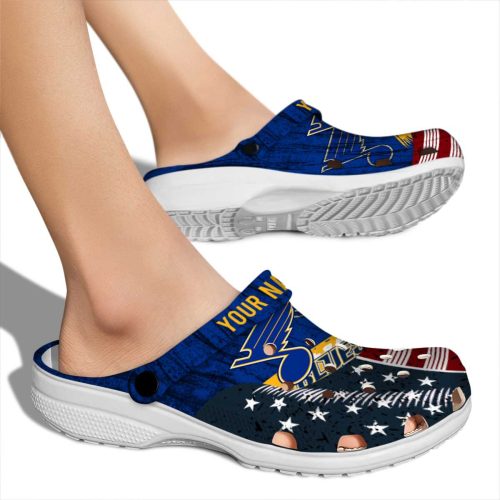 personalized st louis blues star spangled side pattern clog fashion forward
