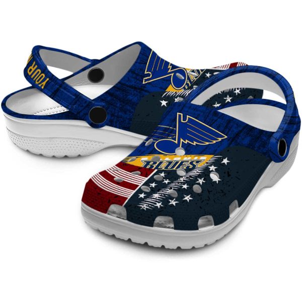 personalized st louis blues star spangled side pattern clog high quality
