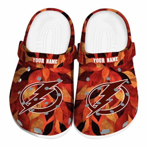 personalized tampa bay lightning autumn leaves clog best selling