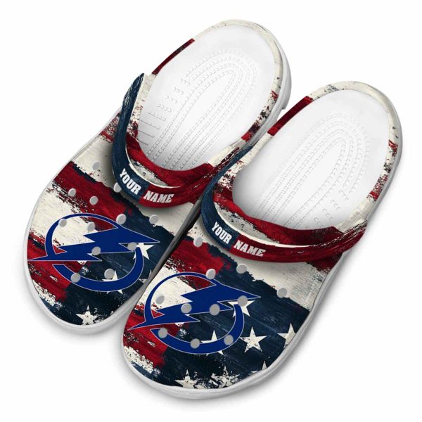 personalized tampa bay lightning patriotic stripes clog latest model