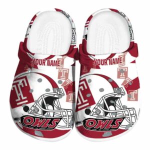personalized temple owls football helmet clog best selling
