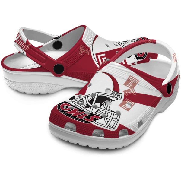 personalized temple owls football helmet clog high quality