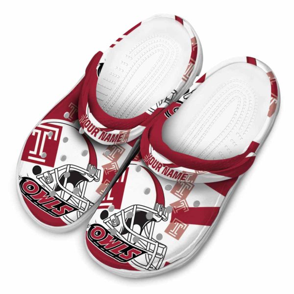 personalized temple owls football helmet clog latest model