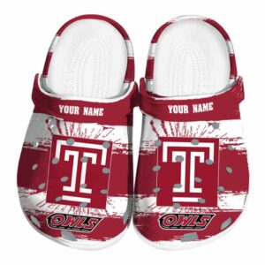 personalized temple owls paint splatter graphics clog best selling