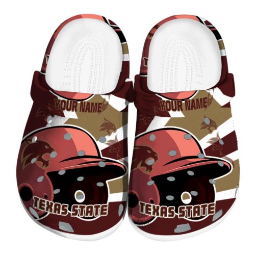 personalized texas state bobcats baseball helmet clog best selling