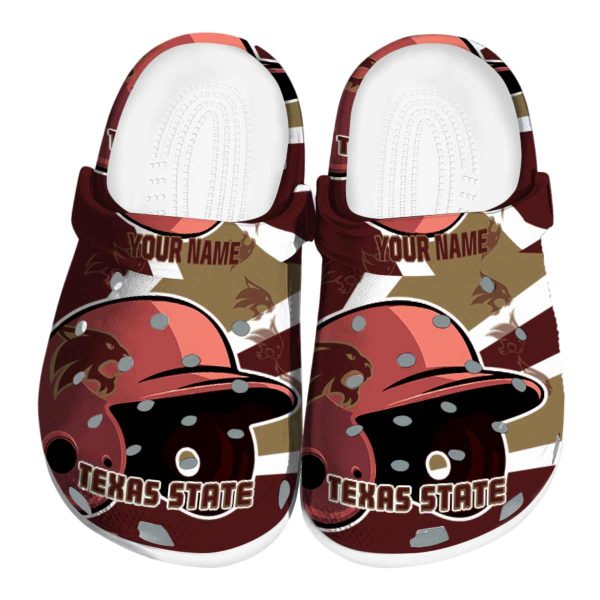 personalized texas state bobcats baseball helmet clog best selling