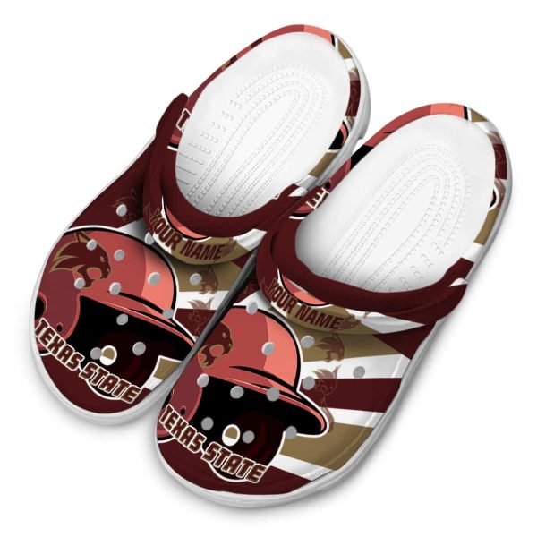 personalized texas state bobcats baseball helmet clog latest model