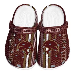personalized texas state bobcats contrasting stripes clog best selling