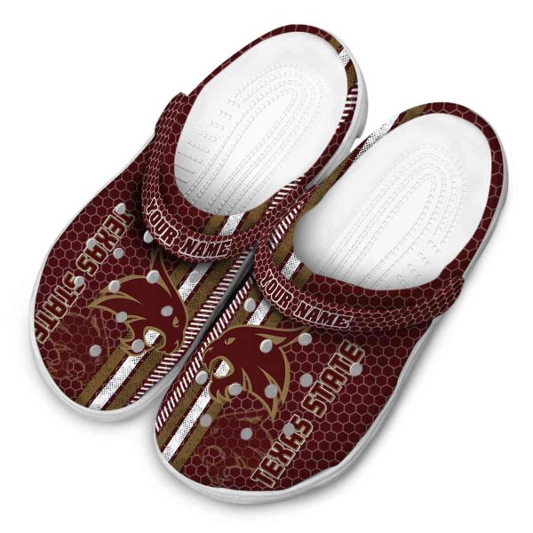 personalized texas state bobcats contrasting stripes clog latest model